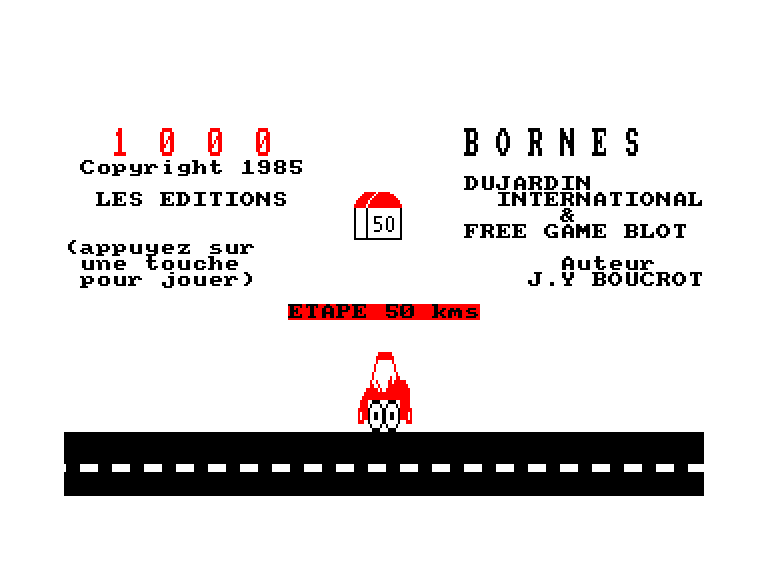 screenshot of the Amstrad CPC game 1000 Bornes