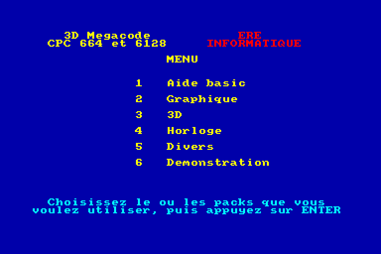 screenshot du jeu Amstrad CPC 3D Megacode