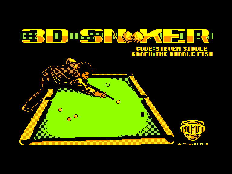 screenshot of the Amstrad CPC game 3D Snooker