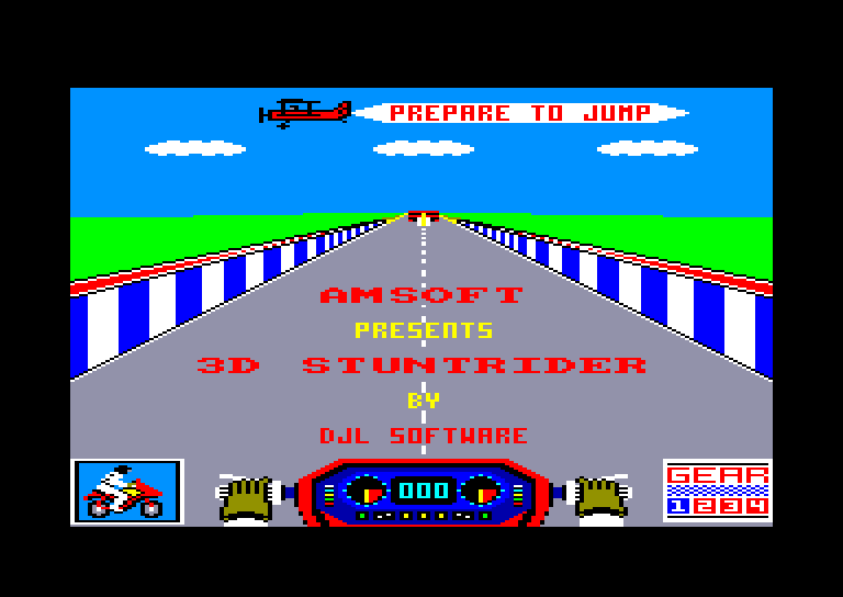 screenshot of the Amstrad CPC game 3D Stunt Rider