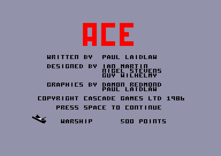 screenshot of the Amstrad CPC game Ace