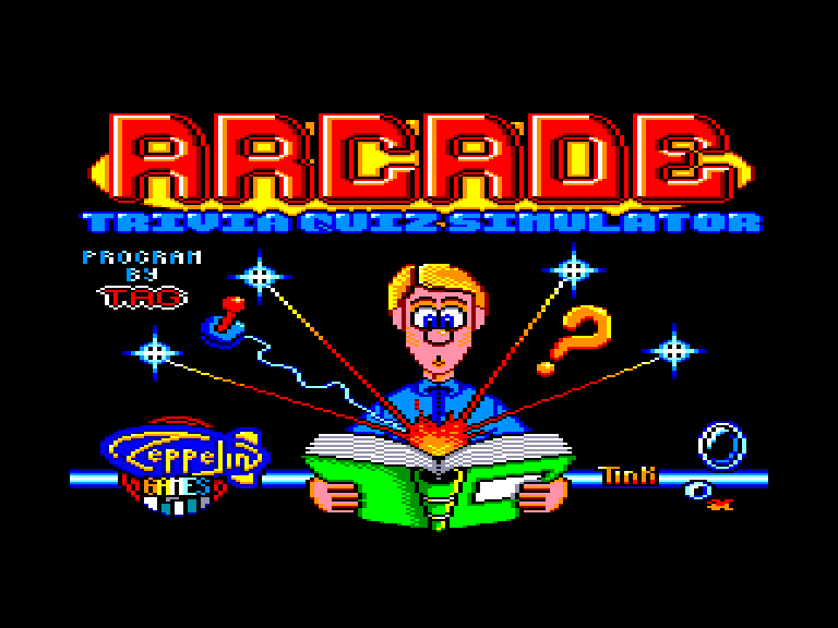screenshot of the Amstrad CPC game Arcade Trivia Quiz Simulator