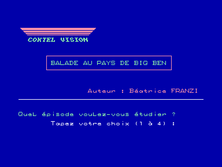 screenshot of the Amstrad CPC game Balade au Pays de Big Ben
