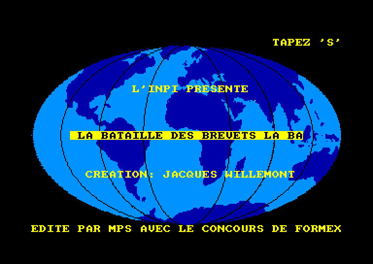 screenshot du jeu Amstrad CPC Bataille des Brevets (la)