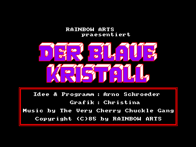 screenshot of the Amstrad CPC game Blaue Kristall (Der)