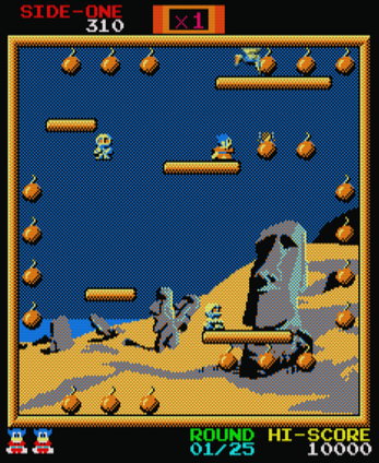 screnshot of the Amstrad CPC game Bomb Jack Extra Sugar by Anthony Flack