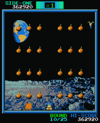 screnshot of the Amstrad CPC game Bomb Jack Extra Sugar by Anthony Flack