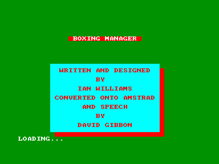 screenshot du jeu Amstrad CPC Boxing Manager