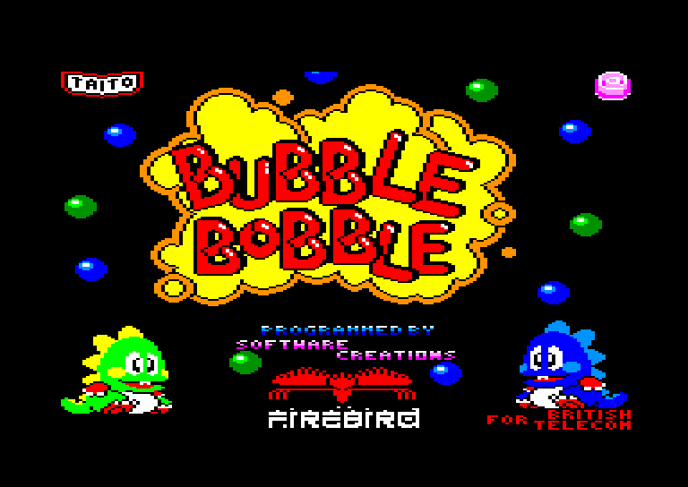 screenshot of the Amstrad CPC game Bubble Bobble