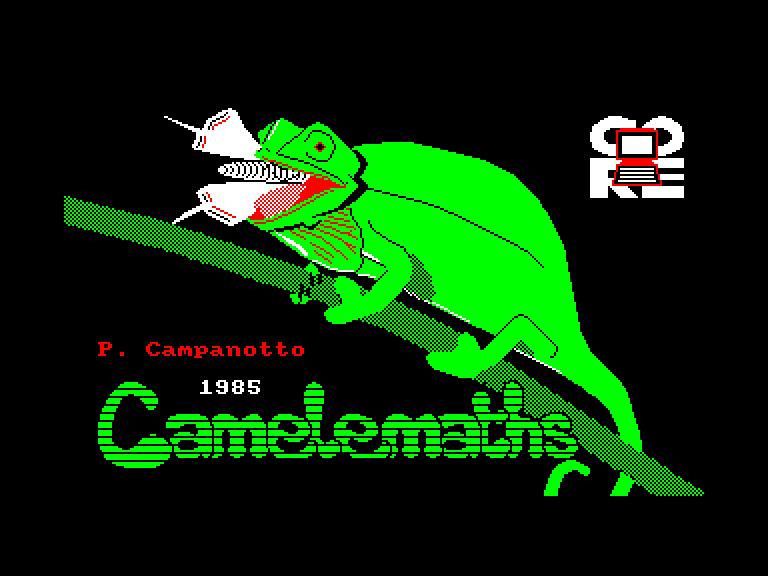 screenshot of the Amstrad CPC game Camelemaths