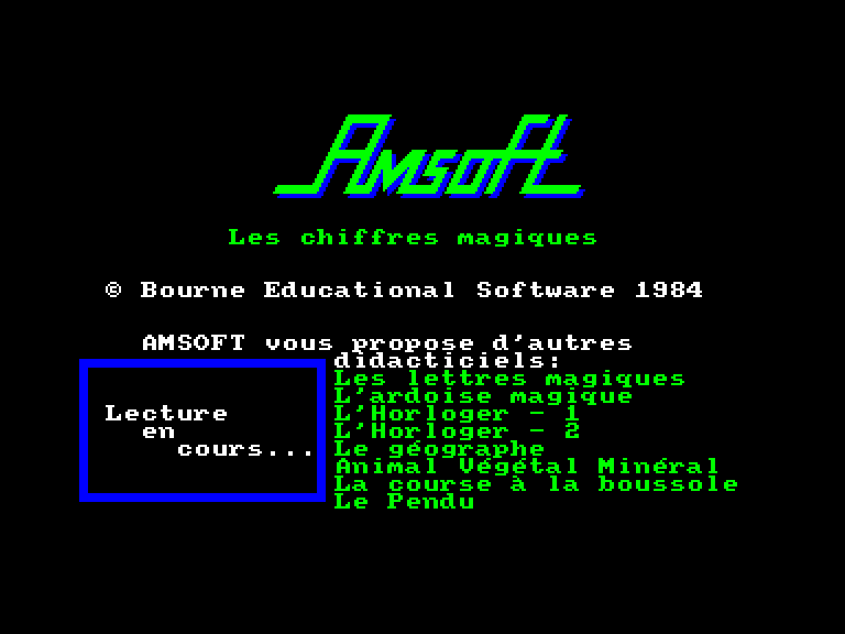 screenshot of the Amstrad CPC game Chiffres magiques (les)