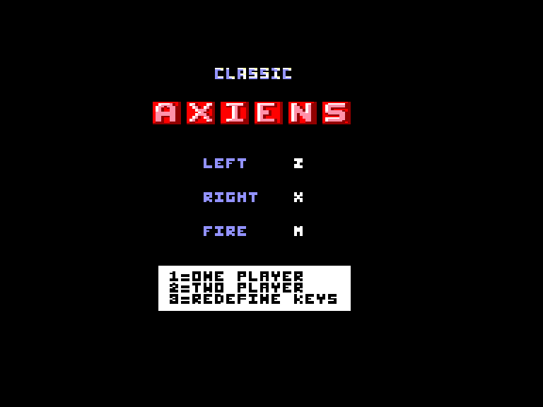 screenshot of the Amstrad CPC game Classic axiens