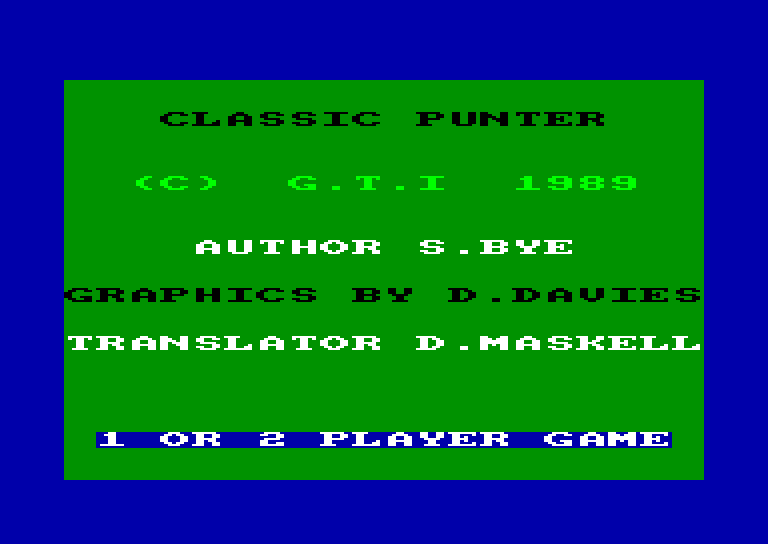 screenshot du jeu Amstrad CPC Classic punter