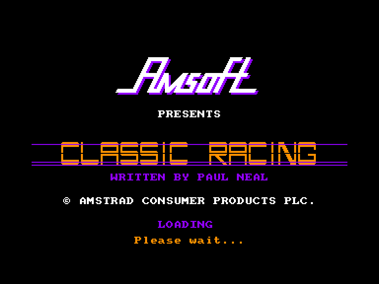 screenshot of the Amstrad CPC game Classic racing