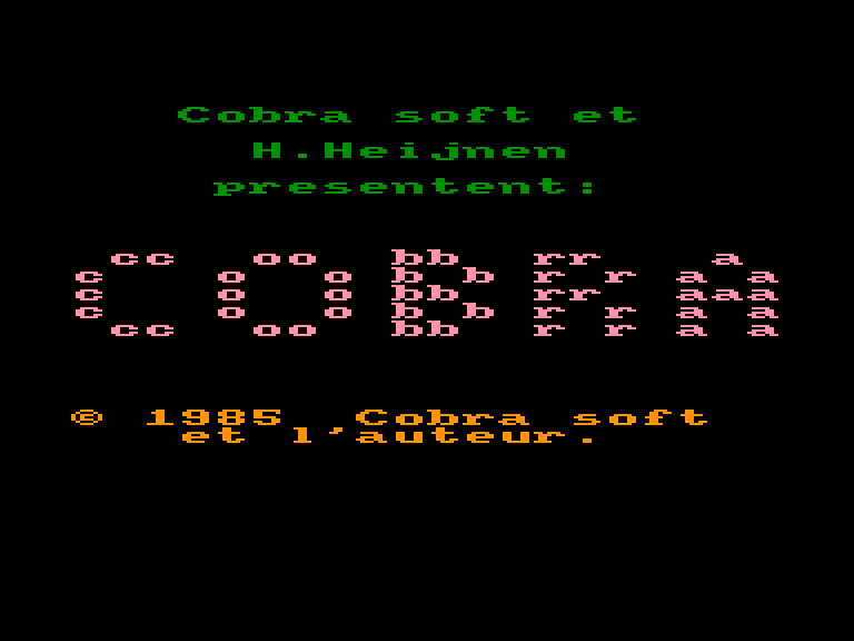 screenshot du jeu Amstrad CPC Cobra (cobra soft)