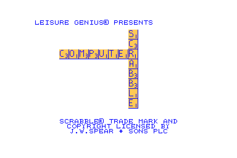 screenshot of the Amstrad CPC game Computer Scrabble