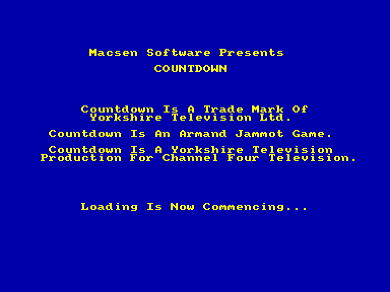 screenshot of the Amstrad CPC game Countdown