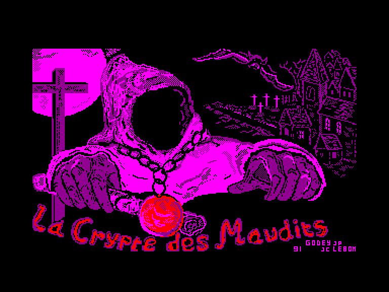 screenshot of the Amstrad CPC game Crypte des Maudits (la)