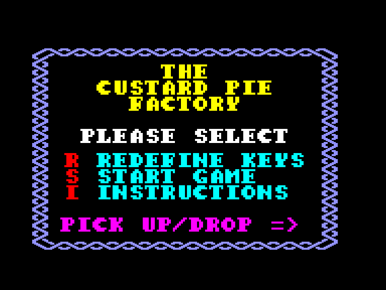 screenshot of the Amstrad CPC game Custard pie factory (the)