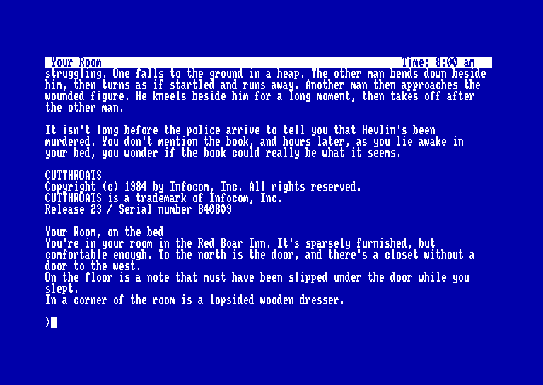 screenshot of the Amstrad CPC game Cutthroats