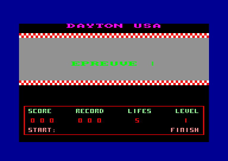 screenshot du jeu Amstrad CPC Dayton U.S.A.