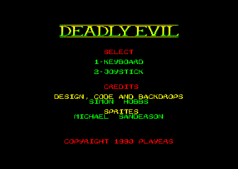 screenshot du jeu Amstrad CPC Deadly Evil
