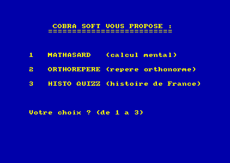 screenshot of the Amstrad CPC game Disquette Educative 2