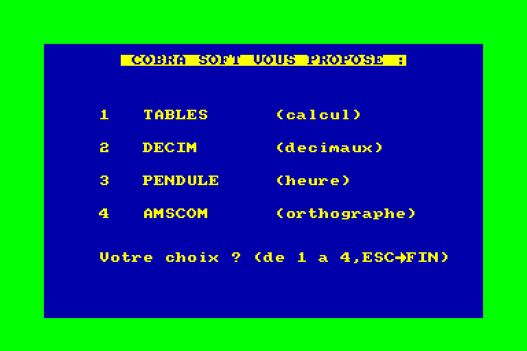 screenshot of the Amstrad CPC game Disquette Educative 3