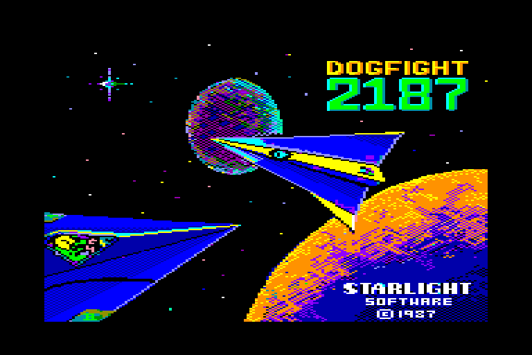 screenshot of the Amstrad CPC game Dogfight 2187
