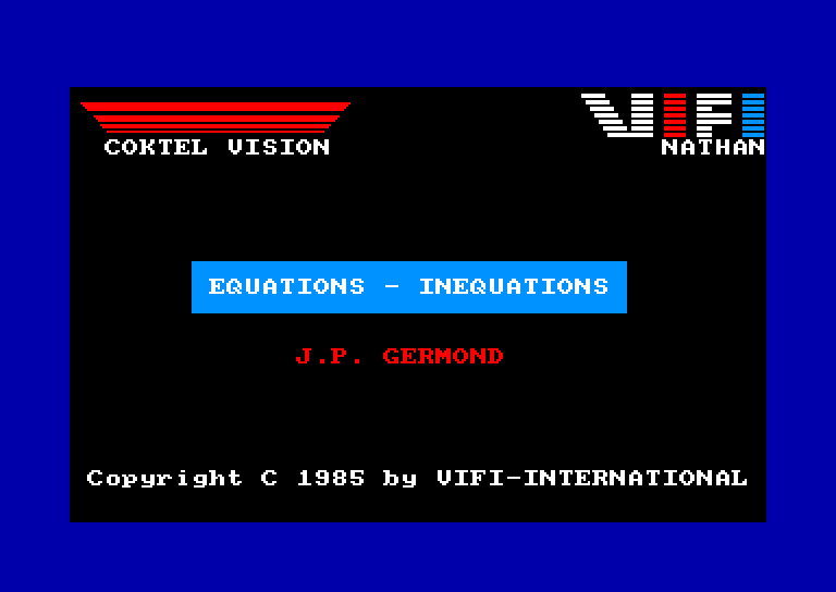 screenshot of the Amstrad CPC game Equations - Inequations