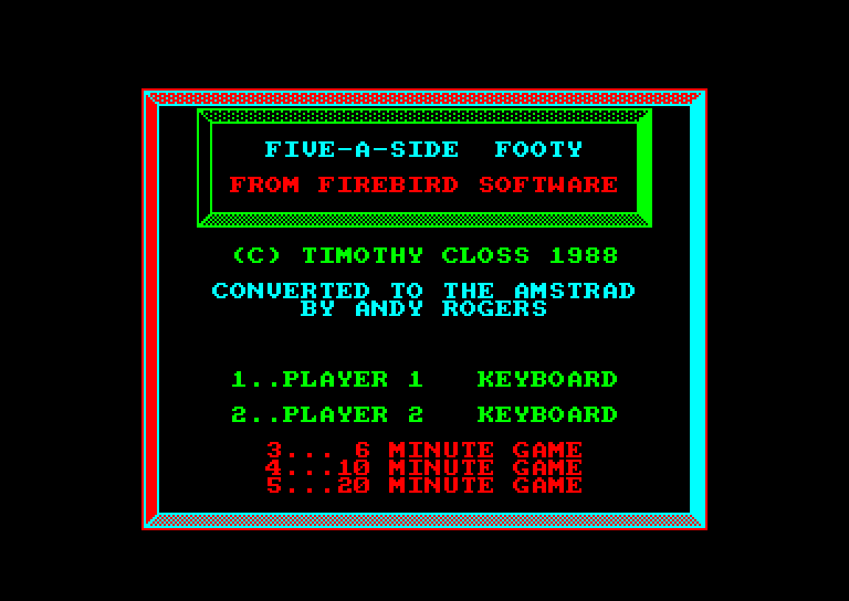 screenshot du jeu Amstrad CPC European Five-a-Side