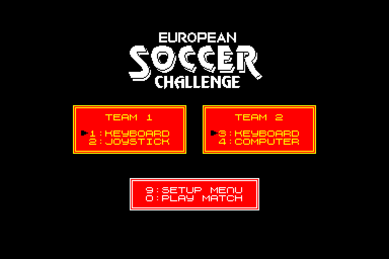 screenshot of the Amstrad CPC game European Soccer Challenge