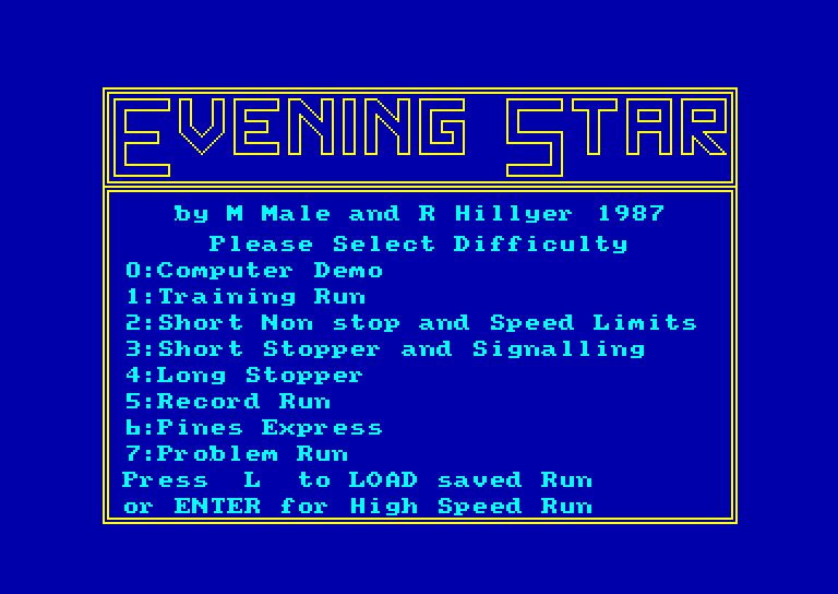 screenshot of the Amstrad CPC game Evening star