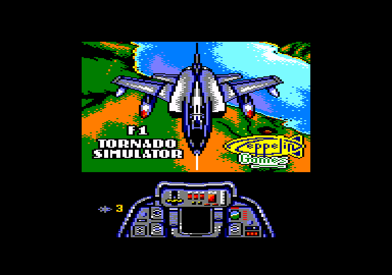 screenshot of the Amstrad CPC game F1 Tornado Simulator