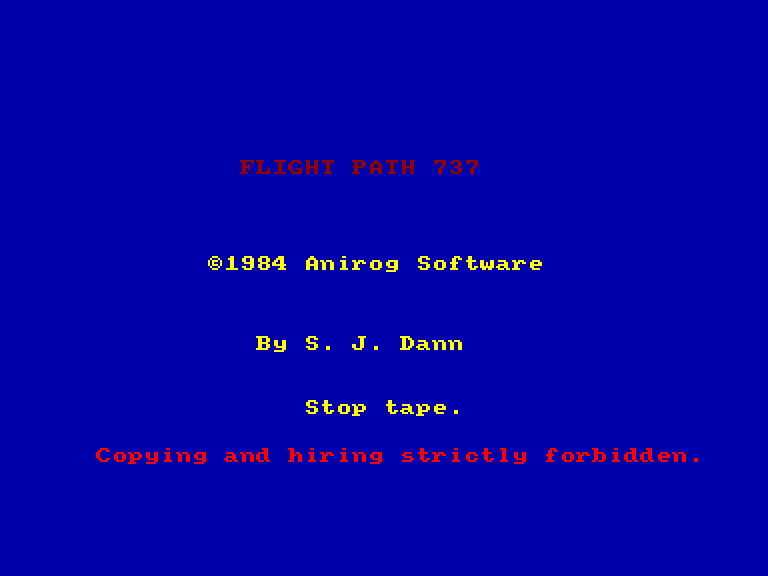 screenshot of the Amstrad CPC game Flight path 737