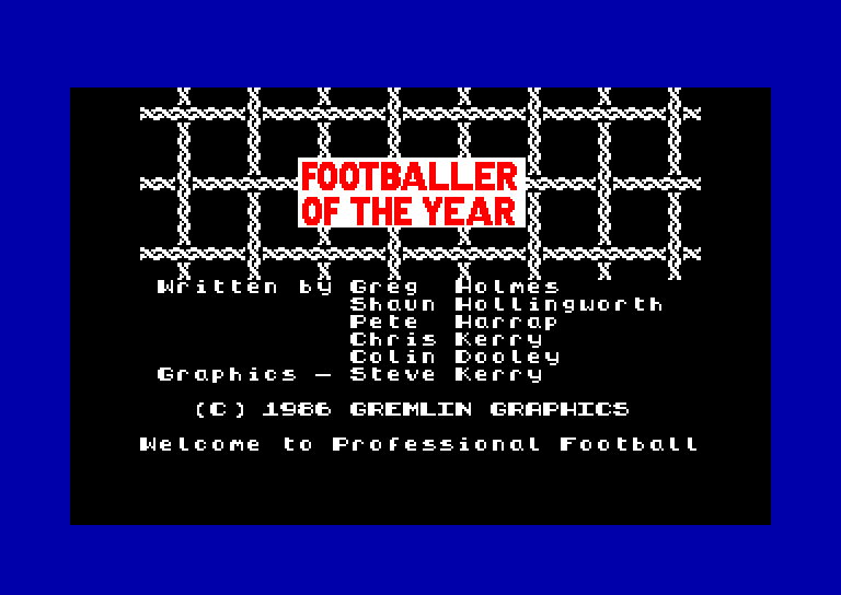 screenshot of the Amstrad CPC game Footballer of the year