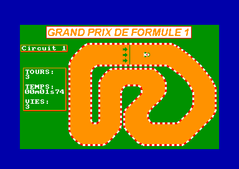 screenshot of the Amstrad CPC game Formule 1