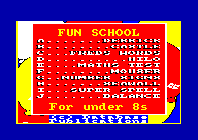 screenshot du jeu Amstrad CPC Fun School - For Under 8s