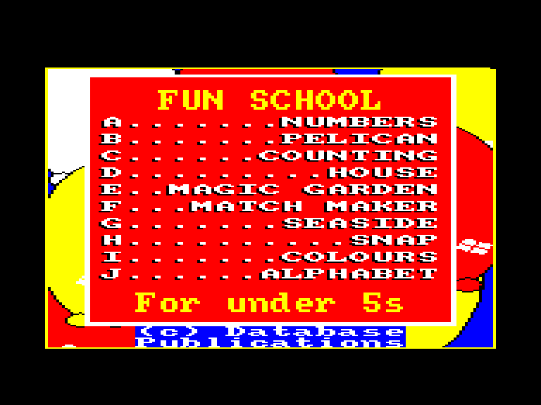 screenshot of the Amstrad CPC game Fun School - For the Under 5s