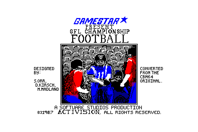 screenshot of the Amstrad CPC game GFL Championship Football