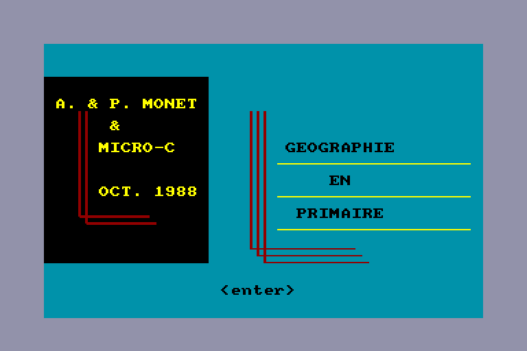 screenshot of the Amstrad CPC game Geographie en Primaire