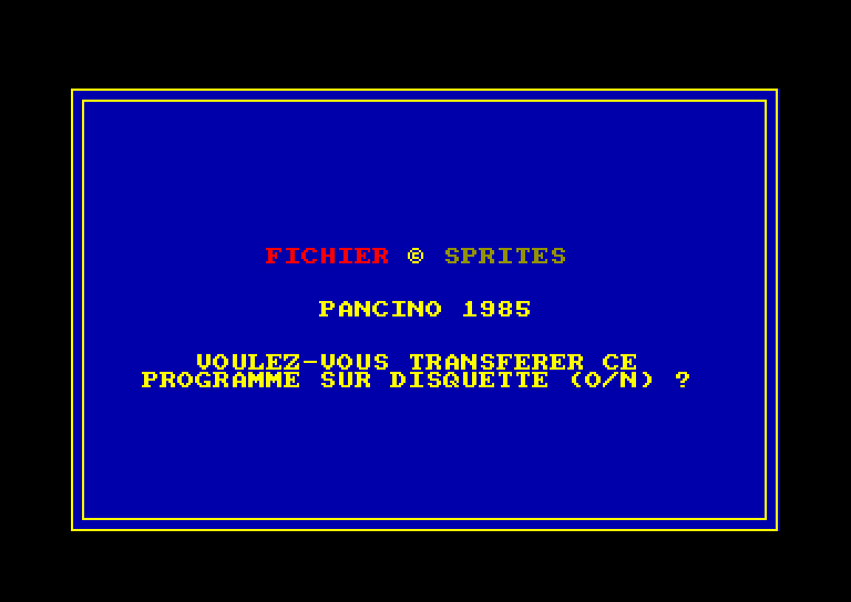 screenshot of the Amstrad CPC game Gestion de Fichier