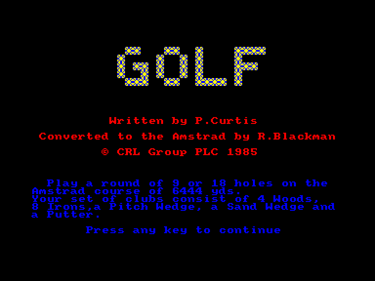 screenshot of the Amstrad CPC game Handicap golf