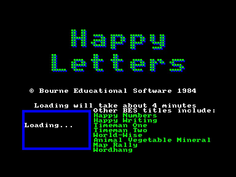 screenshot of the Amstrad CPC game Happy letters