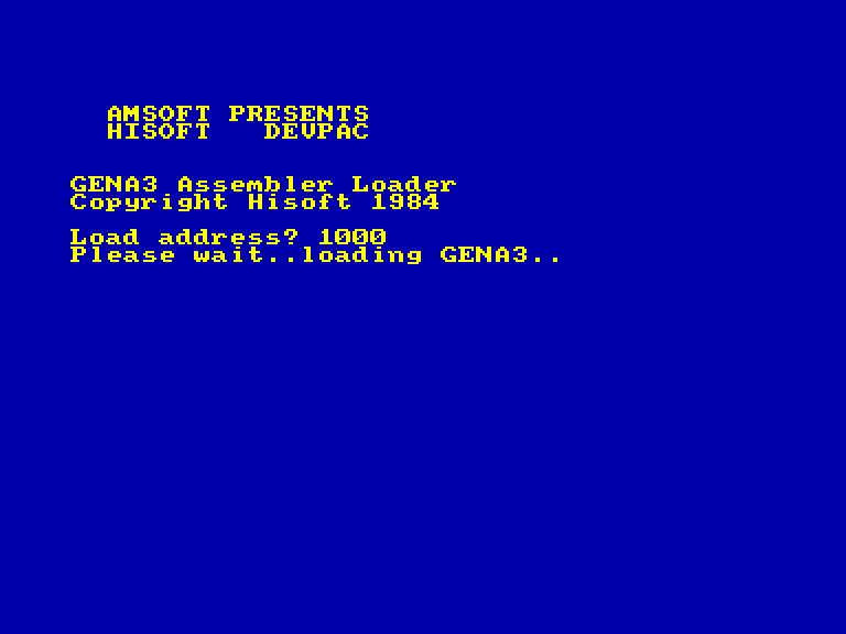 screenshot of the Amstrad CPC game Hisoft Devpac