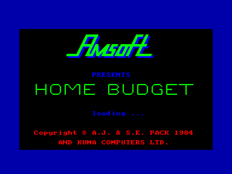 screenshot of the Amstrad CPC game Home Budget