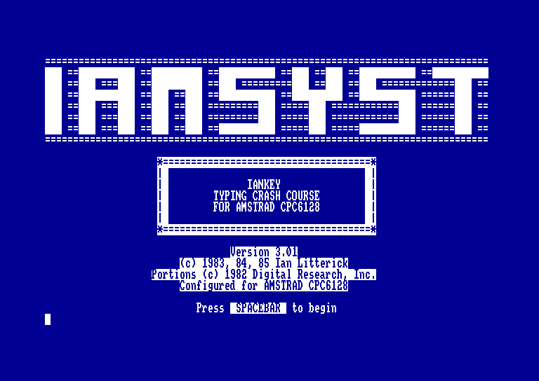 screenshot of the Amstrad CPC game Iankey