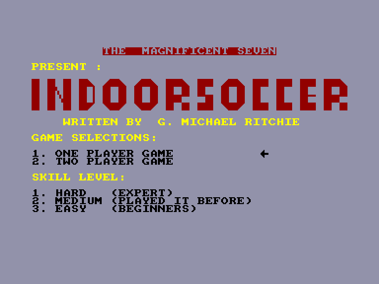 screenshot du jeu Amstrad CPC Indoor soccer