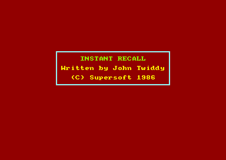 screenshot du jeu Amstrad CPC Instant Recall