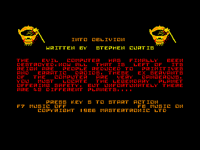screenshot du jeu Amstrad CPC Into oblivion
